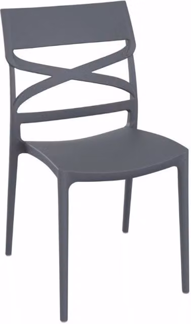 Sedia Flow in polipropilene rinforzata con fibra di vetro colore grigio metal set 4 pezzi