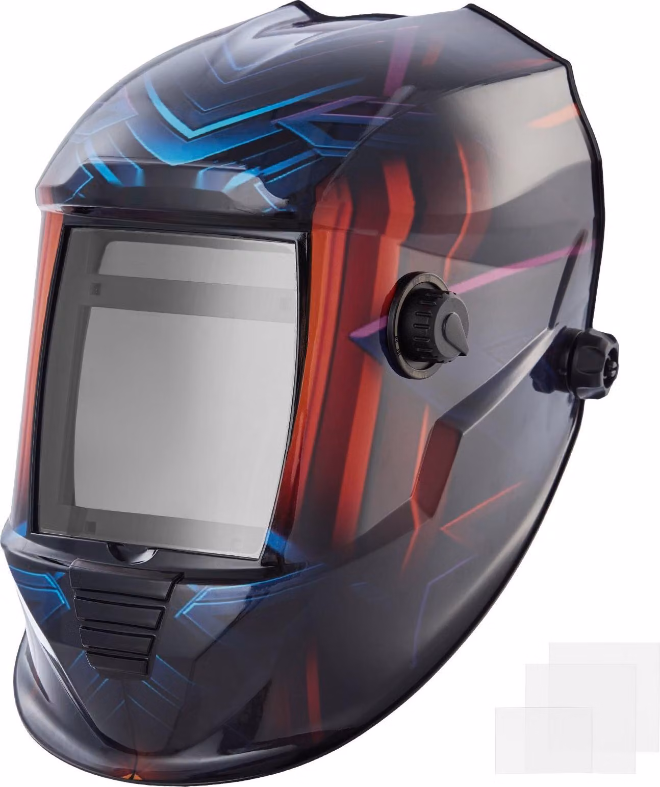 Casco di saldatura automatico - Maschera di saldatura - Colore reale - Oscuramento automatico - Campo visivo 100 x 80 mm - Con 4 sensori d'arco - DIN 4/5-9/9-13 - TIG MIG/MAG MMA