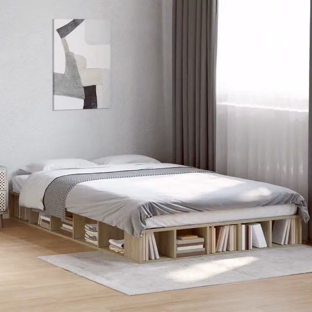 Letto Giroletto vidaXL in Legno Rovere Sonoma Marrone L/P/H: 200 x 120 x 20 cm – 1