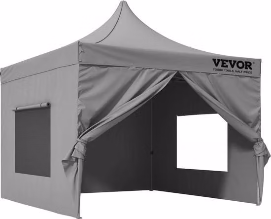 Pavilione 304,8x304,8x320cm, tenda da giardino 500D PU, tessuto argentato, pavilione pieghevole, altezza regolabile, inclusa borsa di trasporto, tenda da giardino per 6-8 persone, tenda pop-up, pavilione da giardino pieghevole per escursione in campeggio