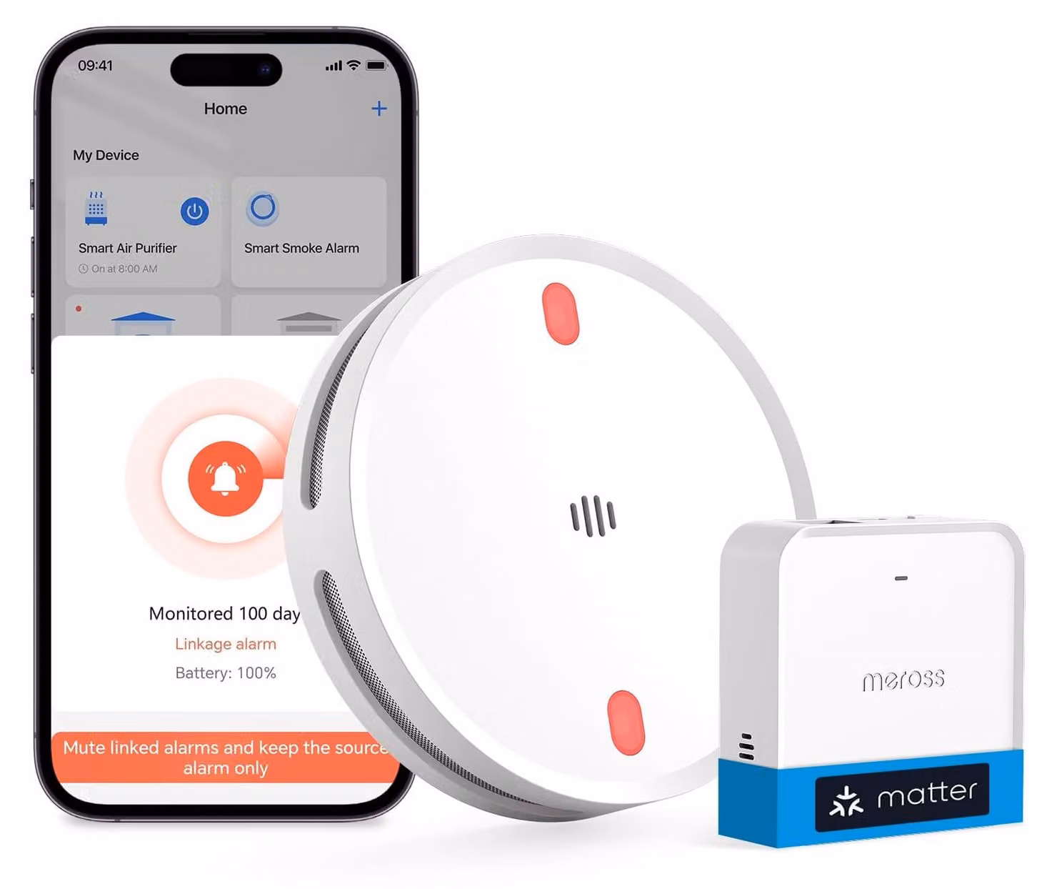 Rilevatore di fumo con sensore di movimento, Wi-Fi, LED rosso, conforme alla norma EN14604, confezione da 1
