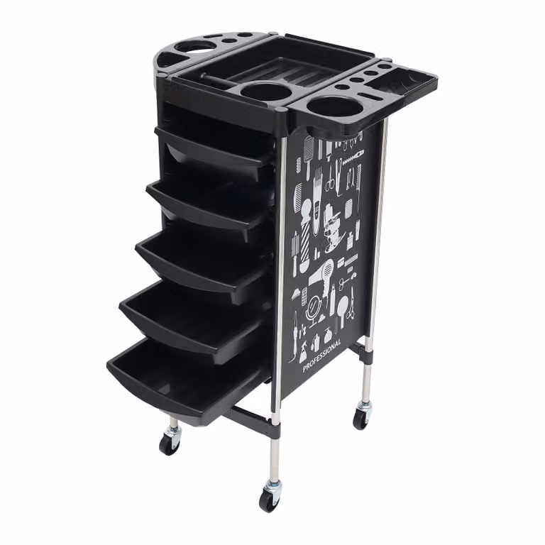 Carrello per parrucchieri, 6 livelli di stoccaggio, capacità di carico di 100 kg, /h3divullish black/li/ul/div
