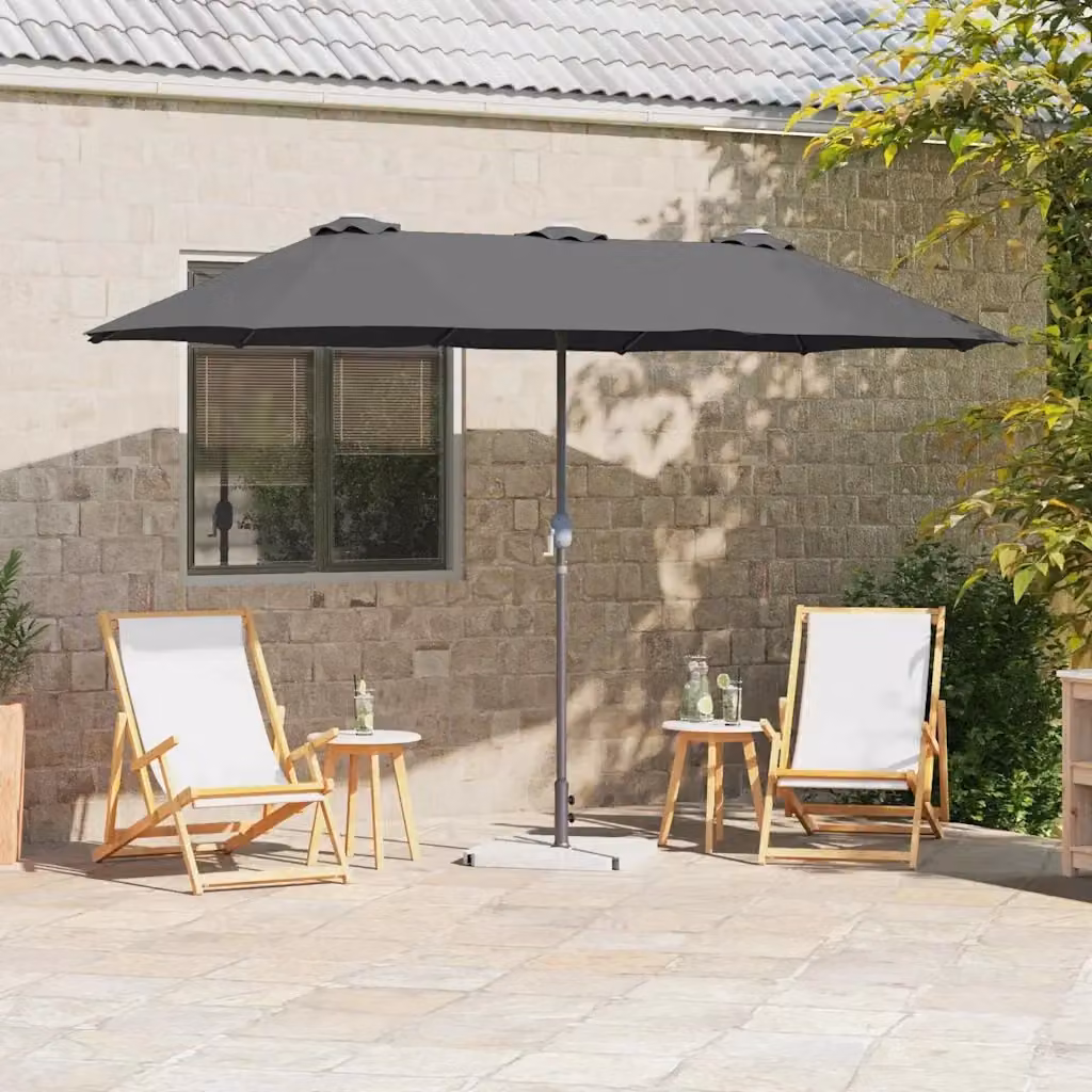 Ombrello parasole da giardino DESIGN IN in alluminio e poliestere colore antracite L: 370 cm, P: 197 cm, H: 239 cm – 2