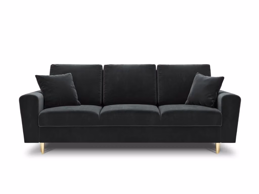 Divano convertibile con contenitore Kyoto di Cosmopolitan Design in velluto grigio scuro, 3 posti, L: 235 cm, P: 88 cm, H: 88,5 cm – 2