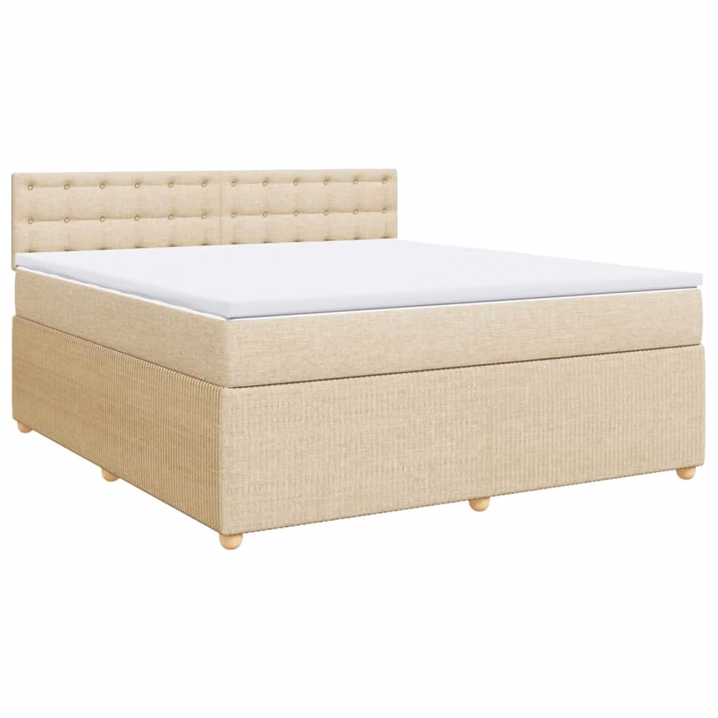 Giroletto a Molle con Materasso Crema 180x200 cm in Tessuto