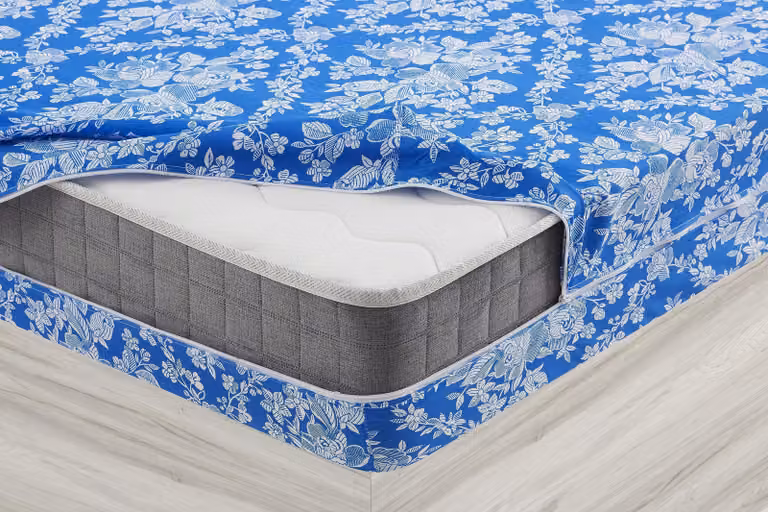 Coprimaterasso 150 cm, motivo floreale, poliestere, lavabile, con cerniera