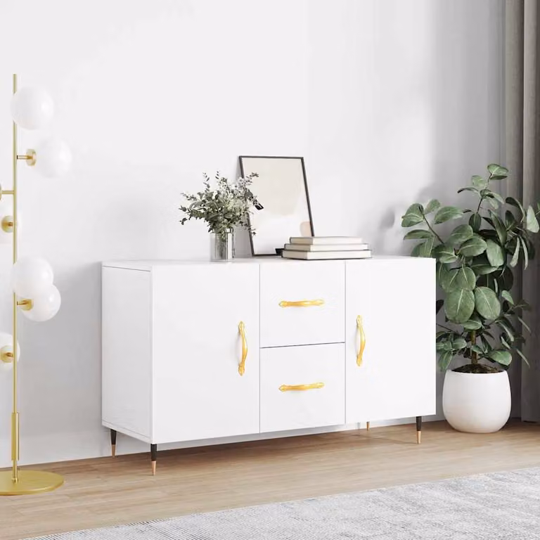 Credenza moderna vidaXL in legno multistrato e MDF, colore bianco, L 100 cm x P 36 cm x H 60 cm