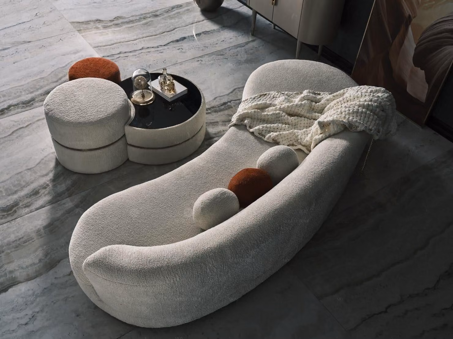 Gruppe Polstersofa Dreisitzer Puff Sofa 3 Sitzer Stoffsofa 4tlg Weiß