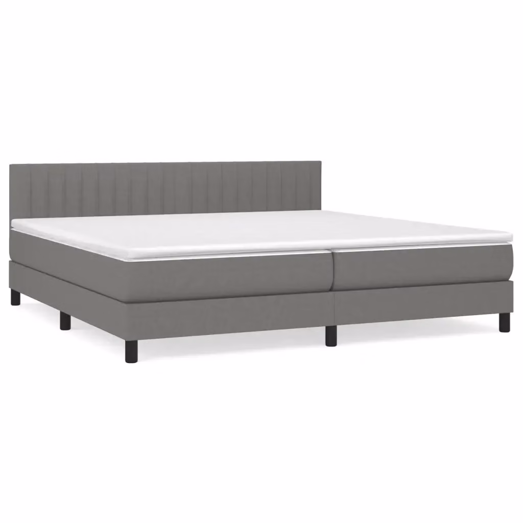 vidaXL Letto Ibrido con Giroletto a Molle e Materasso in Tessuto Grigio e Bianco L/P/H: 200 x 200 x 25 cm – 2