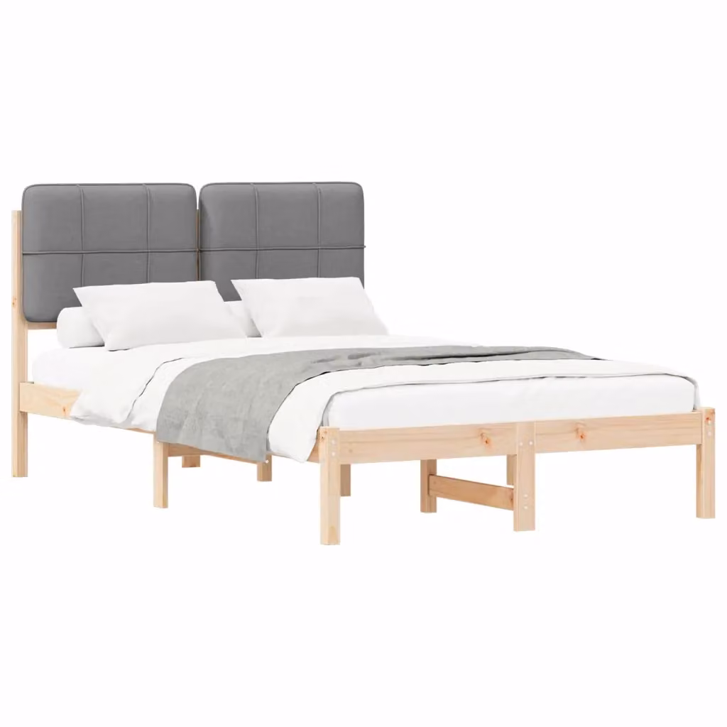 Letto con Testiera Rivestita in Tessuto Grigio chiaro vidaXL L/P: 120 x 200 cm – 2