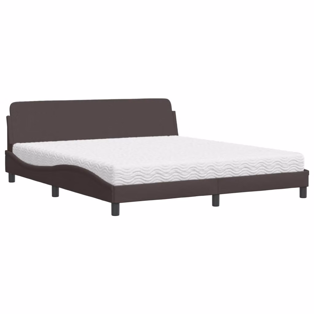 Letto con Materasso Dover Marrone Scuro 180x200cm Tessuto