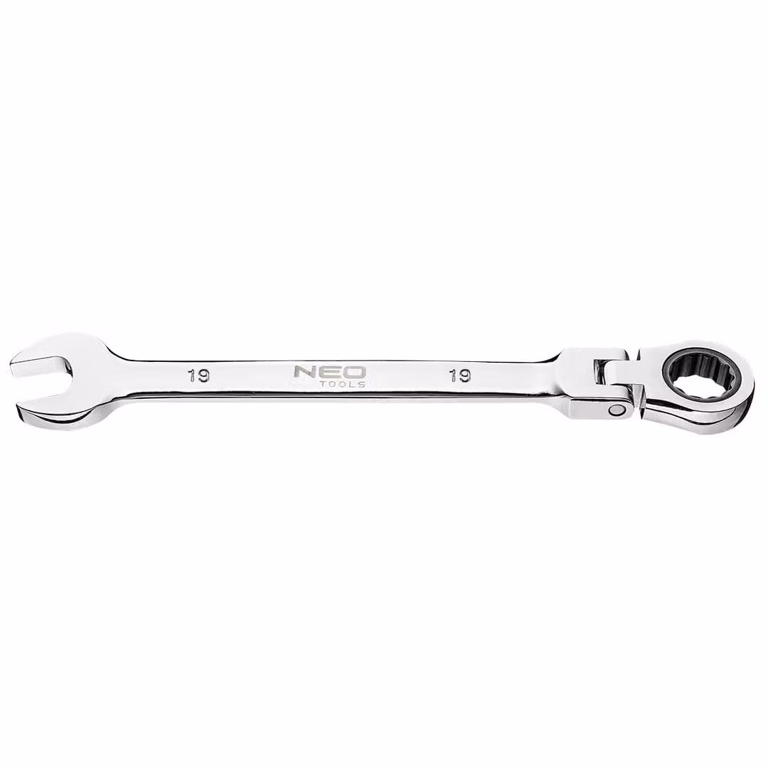 NEO TOOLS Chiave aperta con snodo e cricchetto 19 x 250 mm