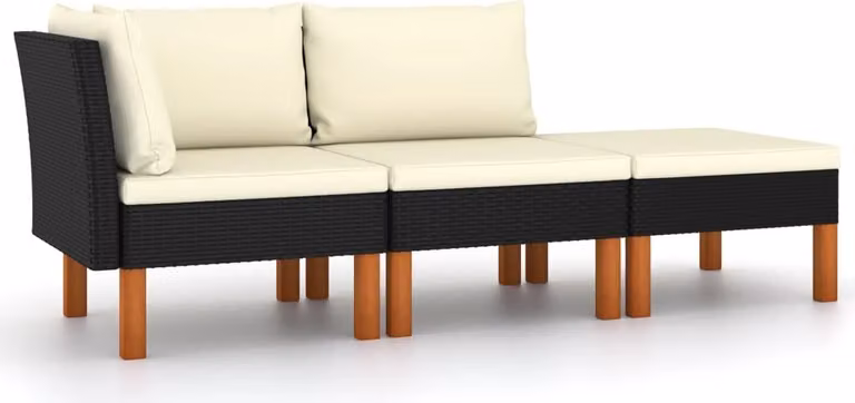 Maison Exclusive - Set da giardino a 3 pezzi in rattan sintetico e legno massello di eucalipto