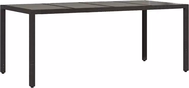 Tavolo da Giardino | Tavolino da esterno Piano in Vetro Nero 190x90x75 cm Polyrattan
