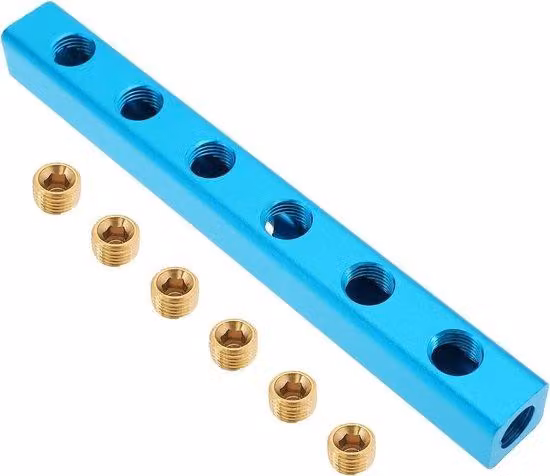 Raccordo in ottone a 6 vie con 9 porte per la distribuzione dell'aria compressa - Ideale per pompe ad aria compressa e cilindri