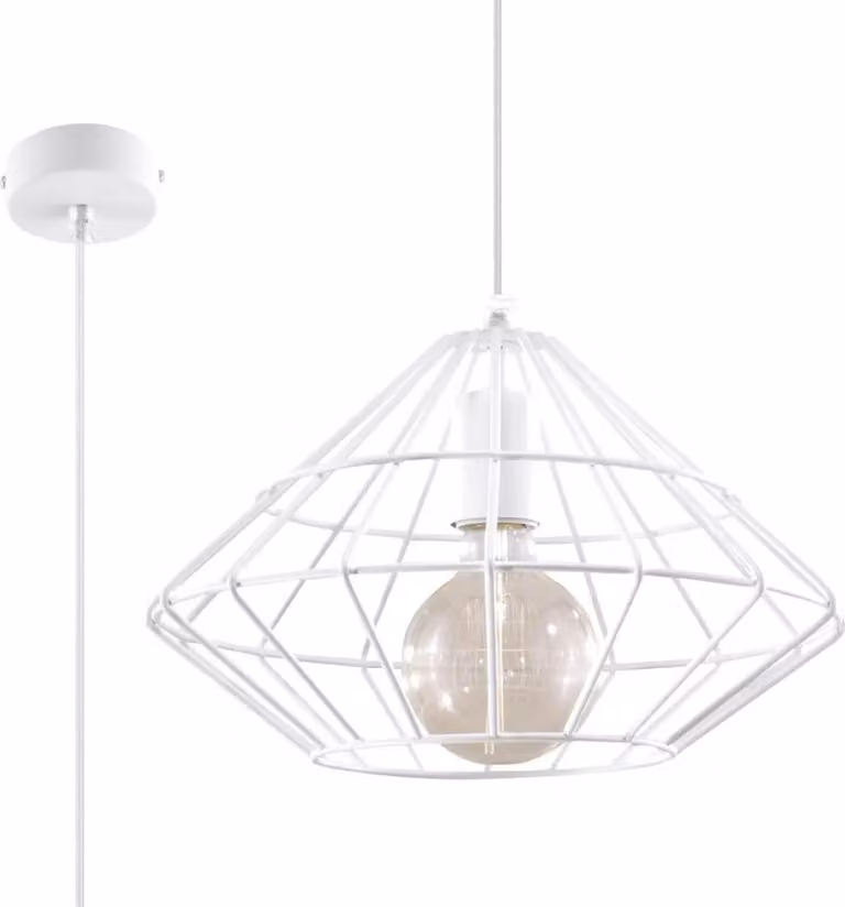 Lampada a sospensione UMBERTO bianco 1xE27 15W acciaio 120x32x32cm Sollux Lighting