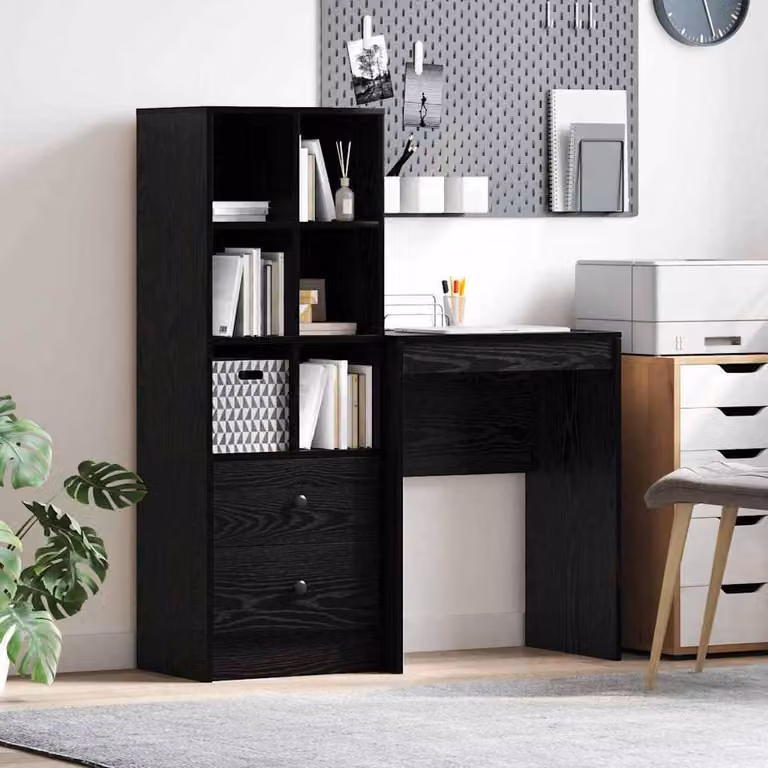 Maison Exclusive - Scrivania con cassetto 2 pcs Rovere Nero