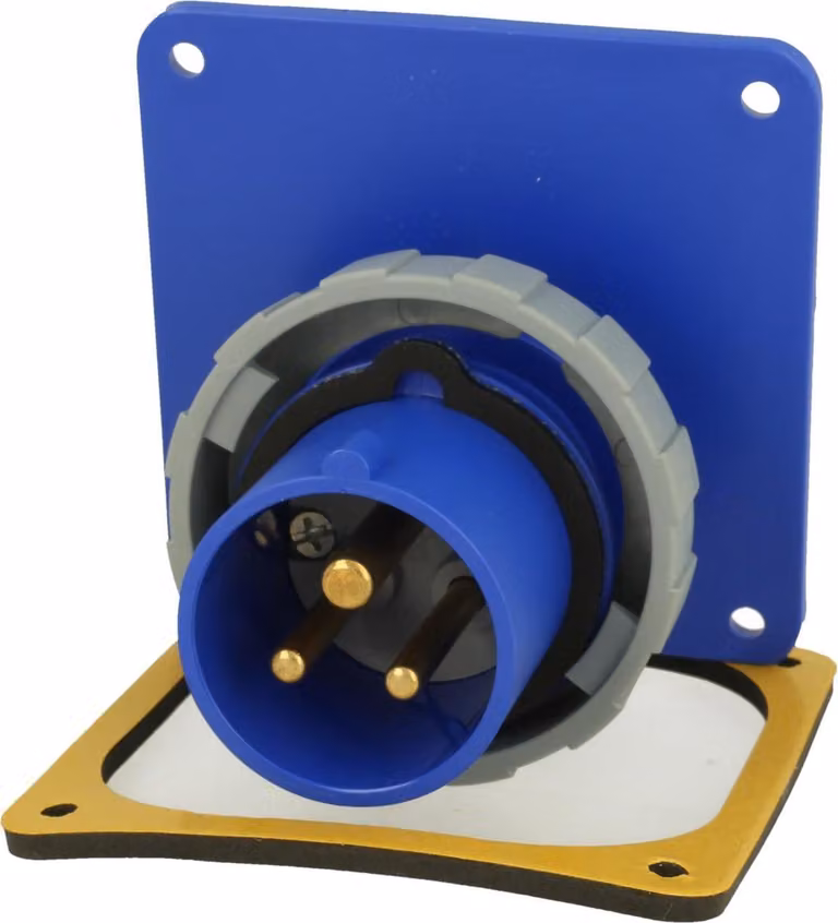 Amphenol 16 Ampere CEE Connettore da incasso a 3 poli (2P+PE) maschio, codifica 6h blu 200/250V frequenza 50 e 60Hz - 1