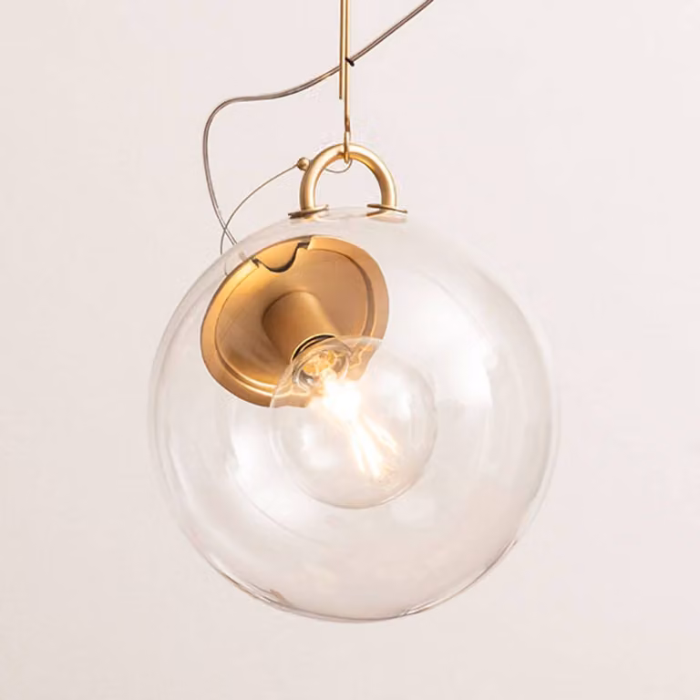 Artemide Lampada a sospensione in vetro Miconos, dimmerabile, Ottone / Oro, Soggiorno / Sala da pranzo, Vetro, Design, Lampada a sospensione