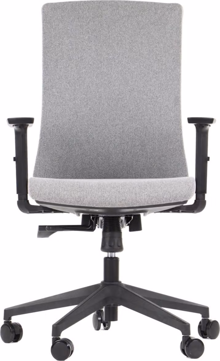 Sedia da ufficio girevole ergonomica TONO, base in nylon, braccioli regolabili, rivestimento grigio