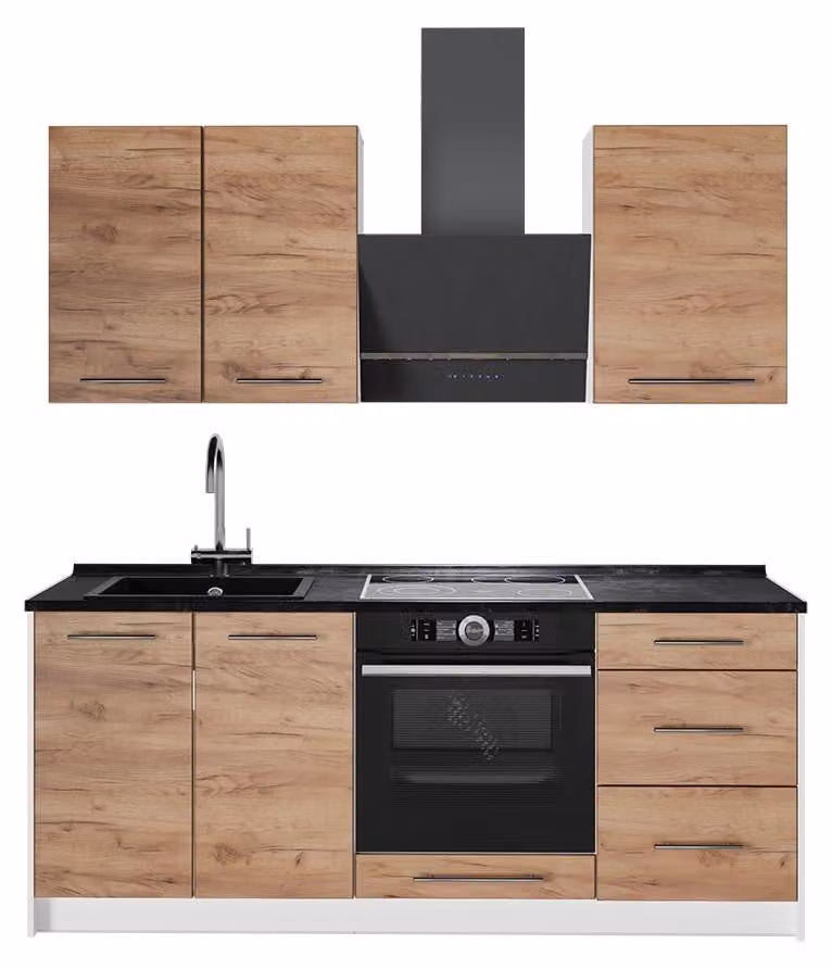 Cucina monoblocco Vicco Fame-Line Rovere dorato/Bianco 190 cm senza piano di lavoro, Model 62977