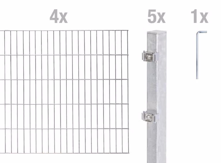 Alberts 654108 Recinzione a doppio picchetto come set completo di 10 pezzi, zincato a caldo, altezza 80 cm, lunghezza 8 m