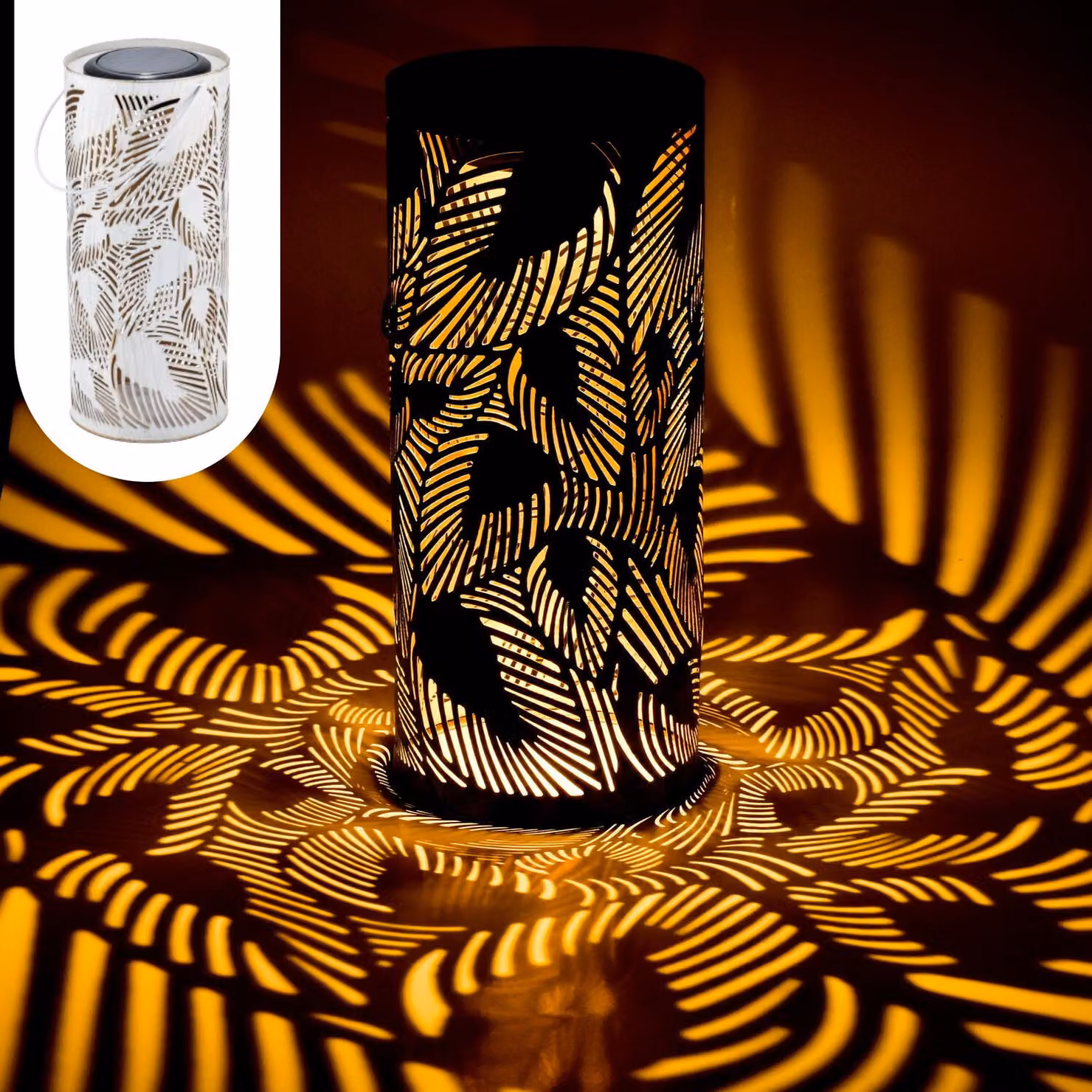 Lanterna solare Boho Lanterna solare lampada a vento per esterni Hoja Bianco