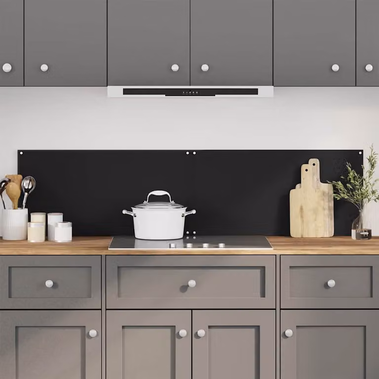 Set di 2 paraschizzi per cucina vidaXL in vetro temperato nero, L: 80 cm, P: 40 cm