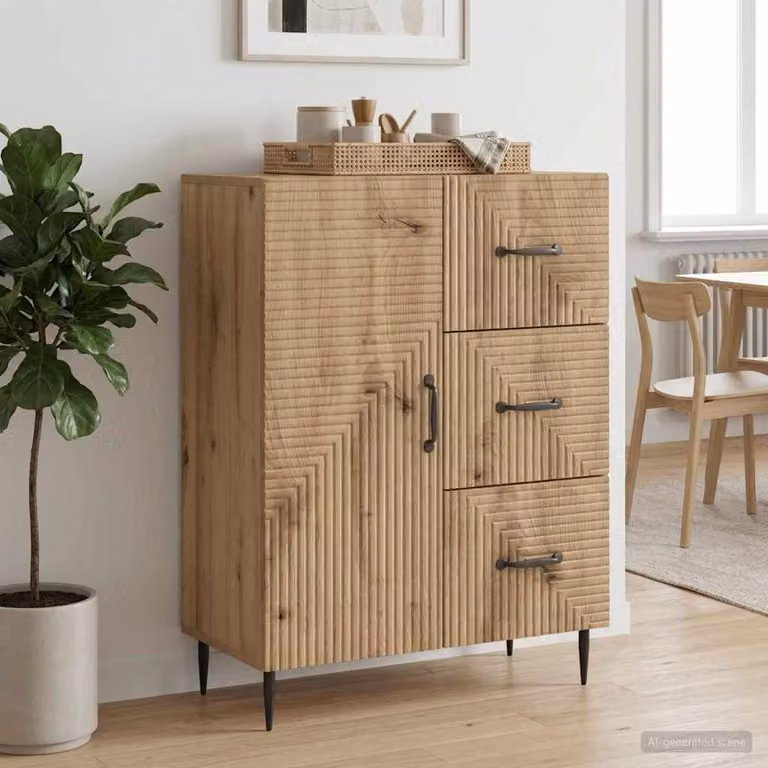 Credenza moderna vidaXL in legno e metallo color marrone L: 66 cm, P: 34,5 cm, H: 89,5 cm