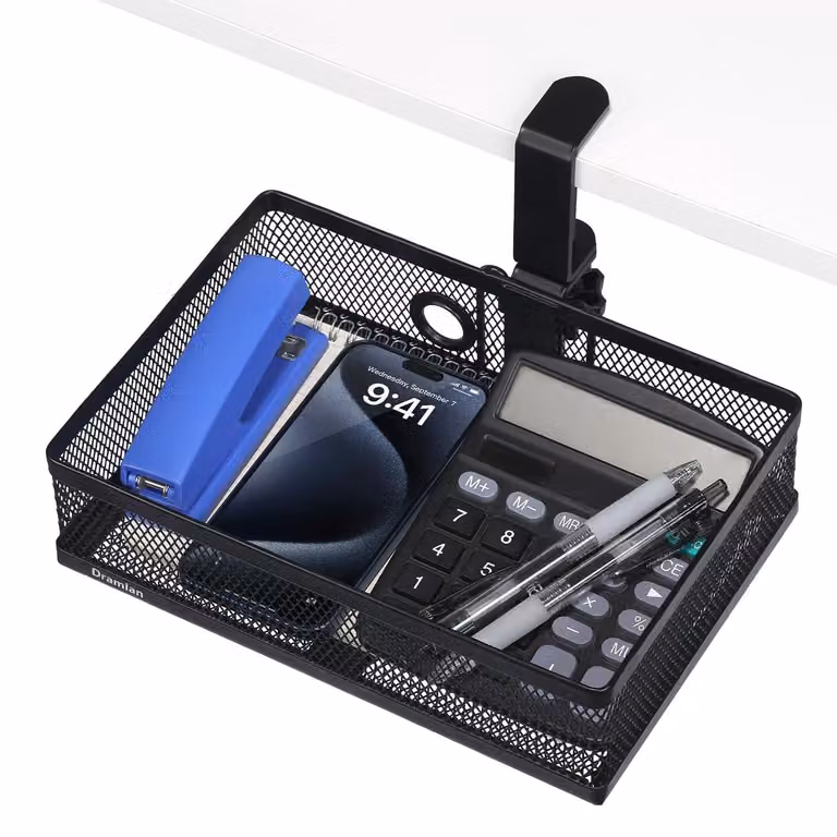 Omgoods - Organizzatore da scrivania con rotazione a 360°, da posizionare sotto la scrivania - Soluzione di archiviazione salvaspazio