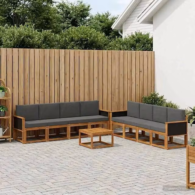 Set di divani da esterno 9 pz Naturale e Antracite 3385083