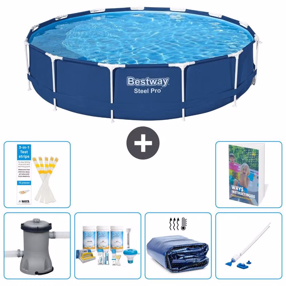 Bestway Steel Pro, piscina in acciaio, rotonda - 396x84 cm - composta da 5 parti, modello S310