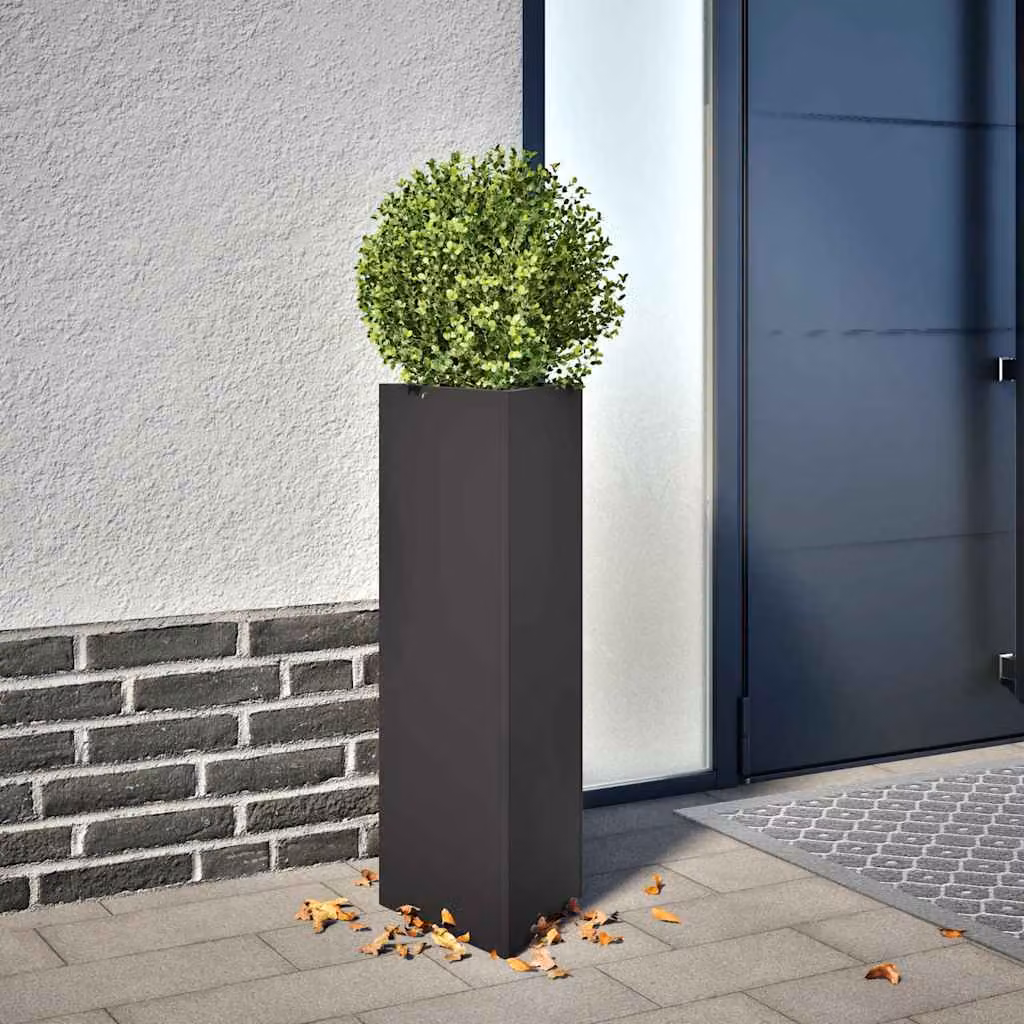 Fioriera da giardino triangolare vidaXL in acciaio nera L: 30 cm, P: 26 cm, H: 75 cm