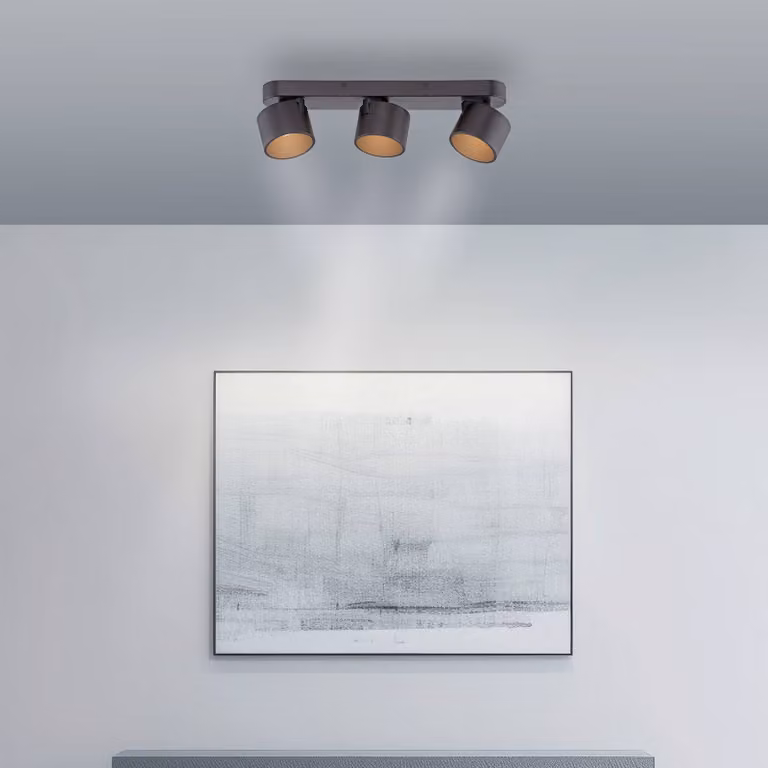 PURE Faretto da soffitto LED Cup, nero, lunghezza 56 cm, metallo a 3 luci dimmerabile, Nero, Soggiorno / Sala da pranzo, Metallo, Moderno