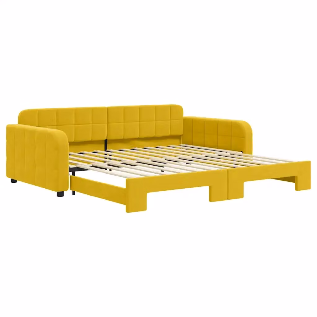 Divano Letto con Letto Estraibile vidaXL in Velluto Giallo L/P/H: 223 x 110 x 71 cm con Dimensioni Letto: 100 x 200 cm – 2