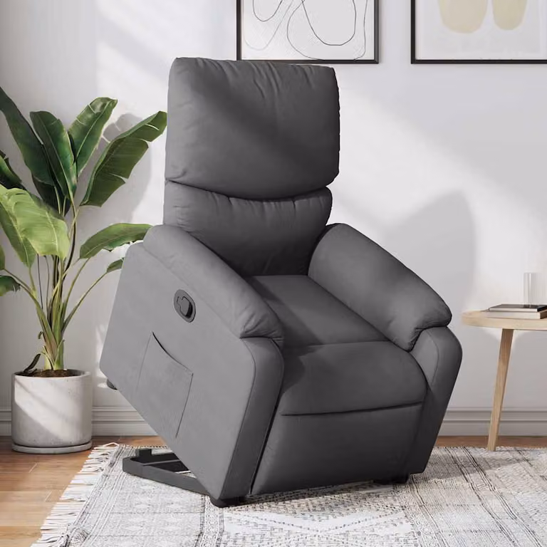 vidaXL Poltrona Alzapersona Reclinabile Grigia con Assistenza Elettrica in Tessuto