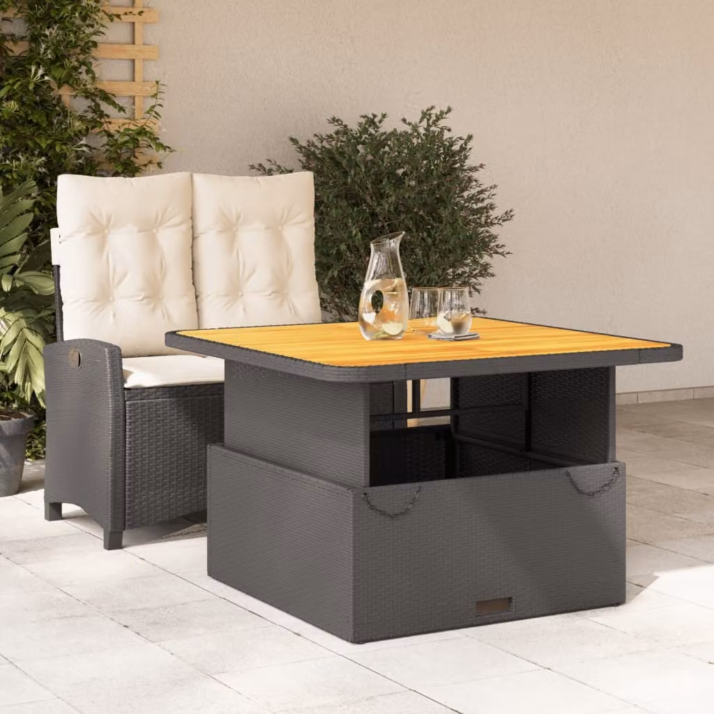 Maison Exclusive - Set da Pranzo da Giardino 2 pz con Cuscini Nero in Polyrattan