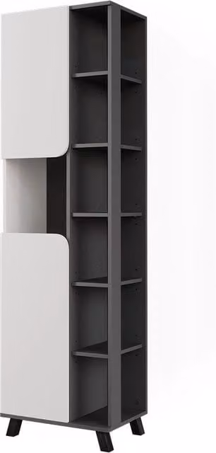 Mobile alto Vicco Karen Antracite e Bianco con 2 ante e ripiani interni H 175 x L 50 cm