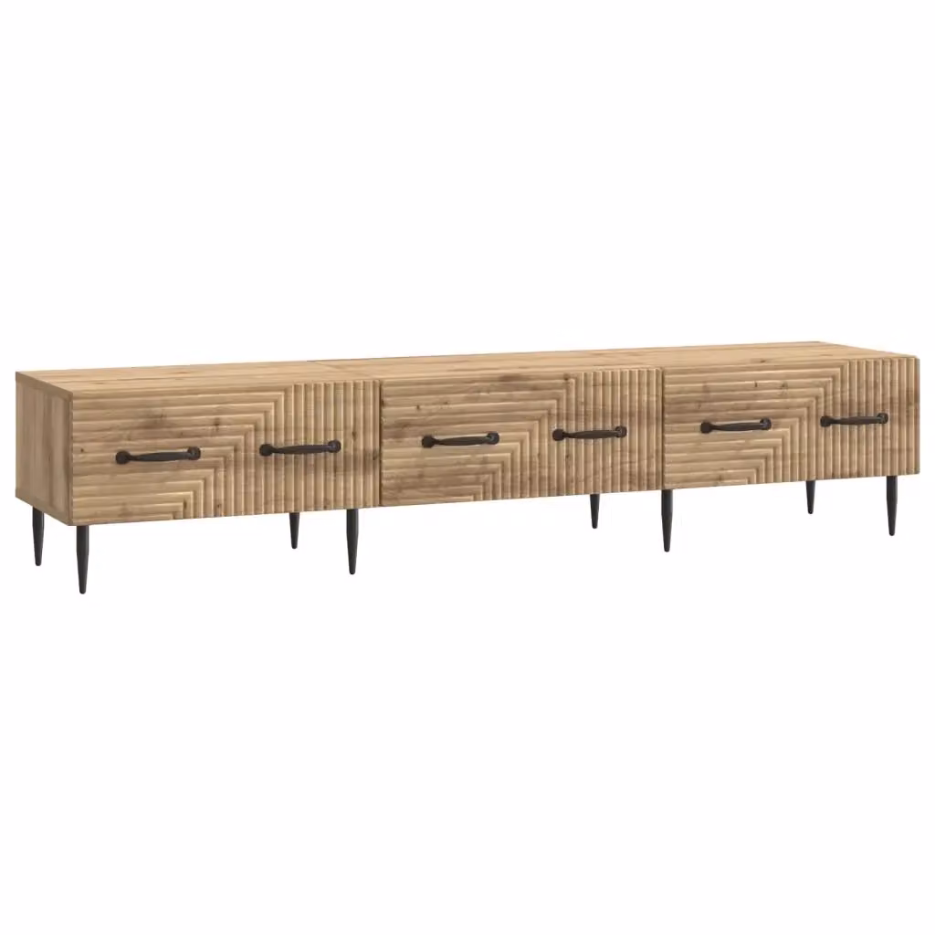Mobile TV vidaXL in stile vintage in legno e metallo, colore marrone rovere, L 147 x P 34,5 x H 30 cm – 2