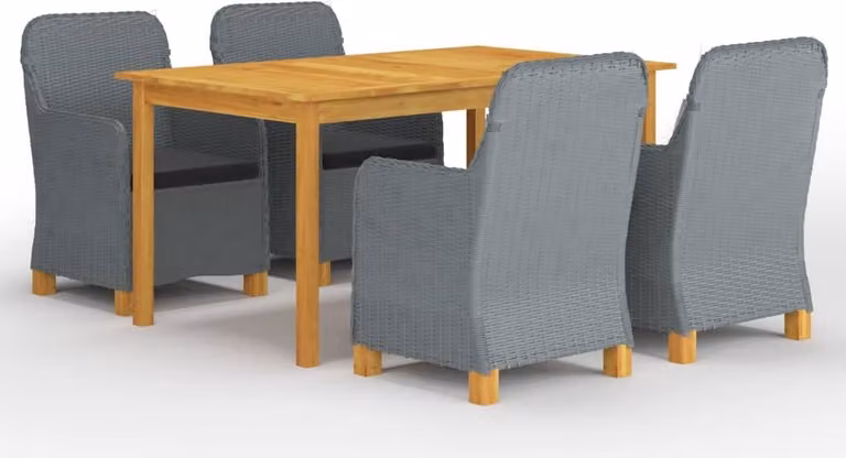 Maison Exclusive - Set da pranzo da giardino 5 pezzi, grigio chiaro