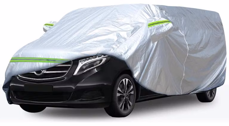 Copertura per auto, tipo garage completo, per Mercedes-Benz Classe V W447 con passo corto, dal 2014 al 2022, colore argento, adatta a tutte le condizioni atmosferiche, con porta a zip e resistente al vento