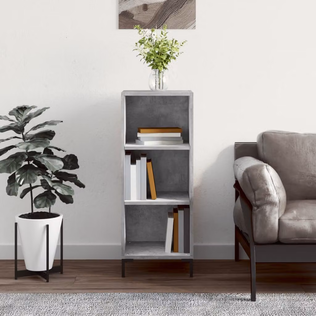 Credenza vidaXL in legno e metallo Grigio, sospesa a parete, L: 34,5 cm, P: 32,5 cm, H: 90 cm