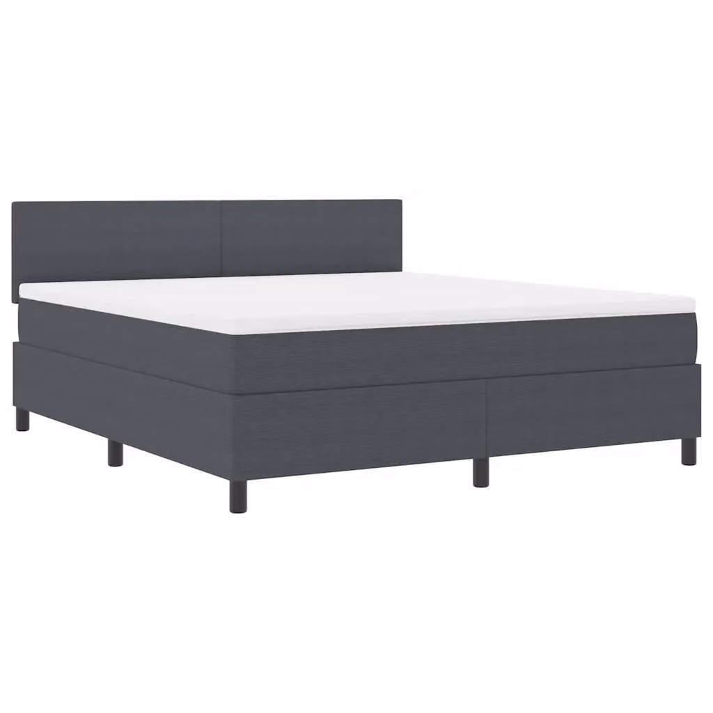 Letto moderno vidaXL in tessuto a coste con illuminazione LED sottostante, Grigio e Bianco, L: 180 cm, P: 200 cm, H: 203 cm – 2