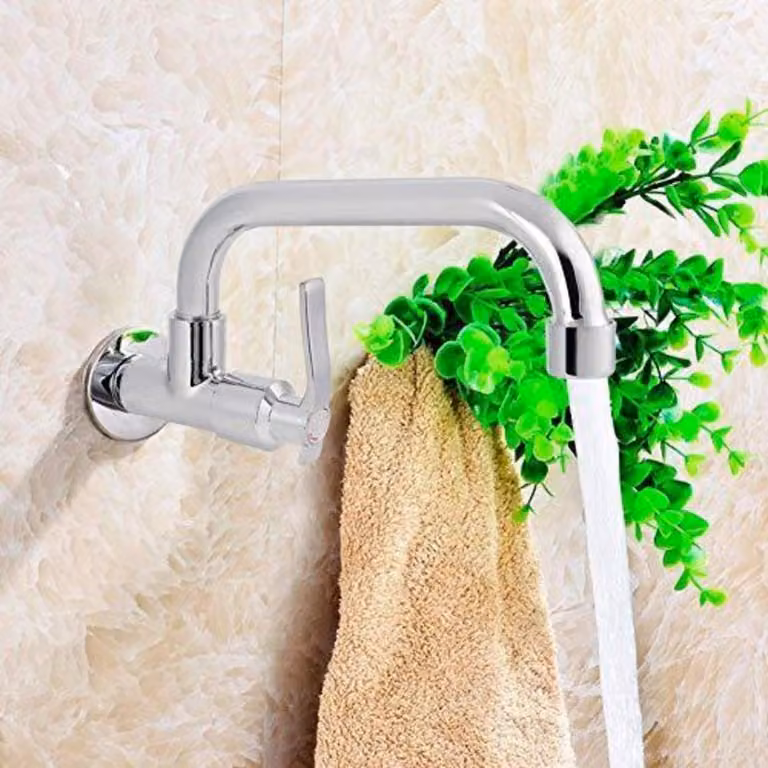Rubinetto a parete per acqua fredda, attacco G1/2, corpo in ottone, tubo in acciaio inossidabile, lunghezza 25 cm