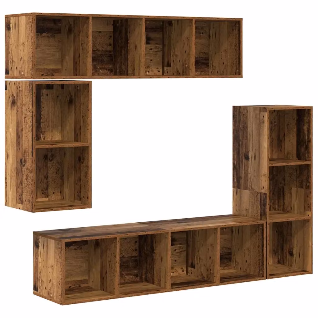 Set mobile TV moderno vidaXL in legno effetto vecchio marrone, 4 pezzi – 2
