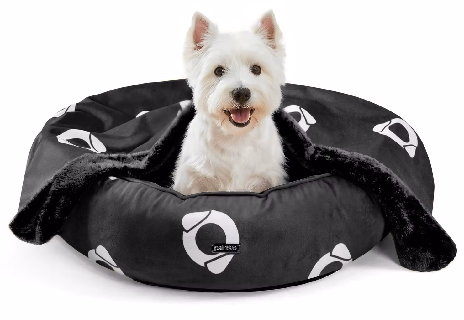 Cuccia per cani, dimensioni 70 x 70 x 20 cm, con coperta, base antiscivolo, cuscino removibile, colore nero, per animali domestici