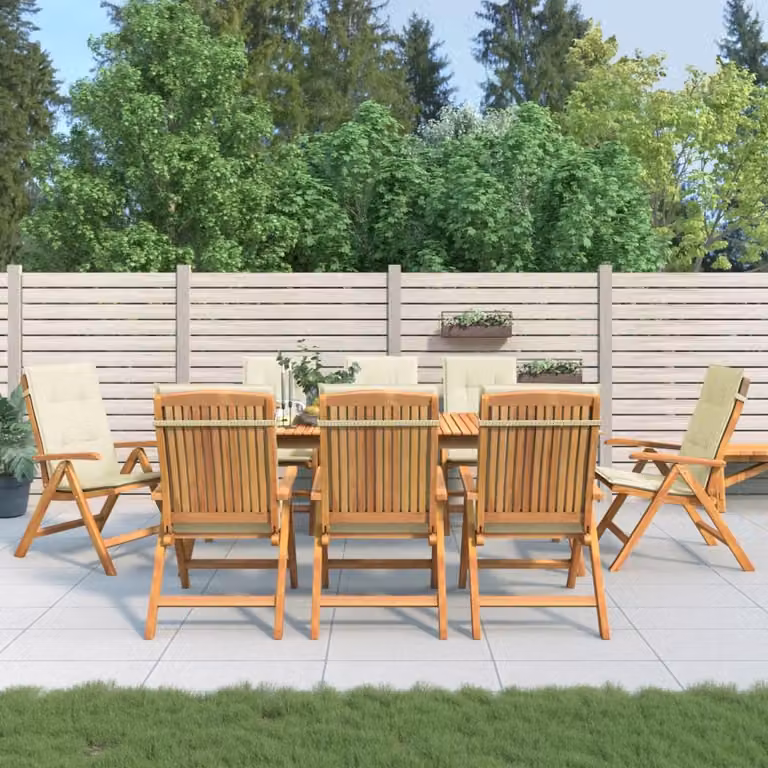 Set di 8 sedie pieghevoli reclinabili con cuscini vidaXL in legno di teak con braccioli per giardino