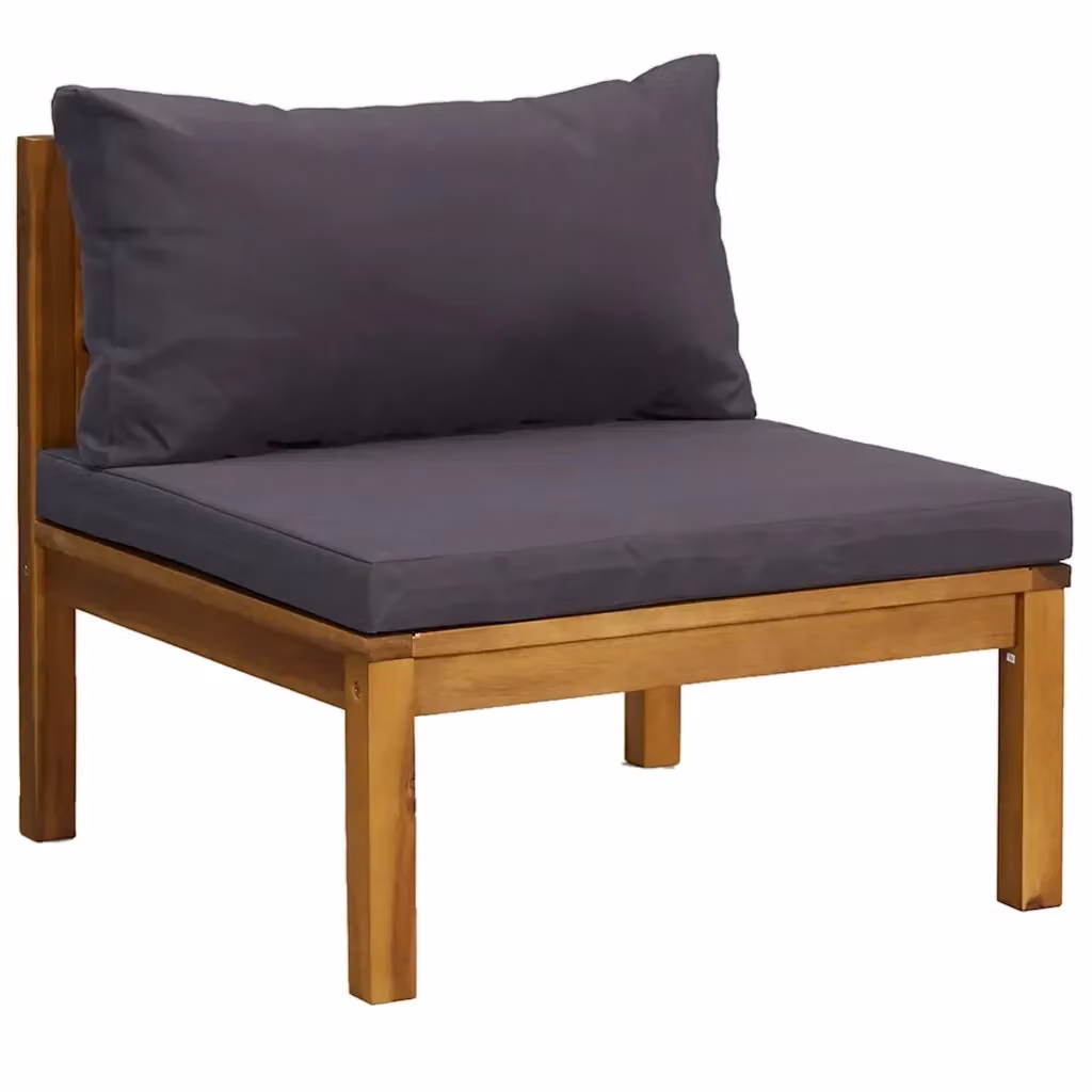 Divano Modulare Centrale Design Mania in Legno di Acacia e Tessuto Grigio con Cuscini – 2