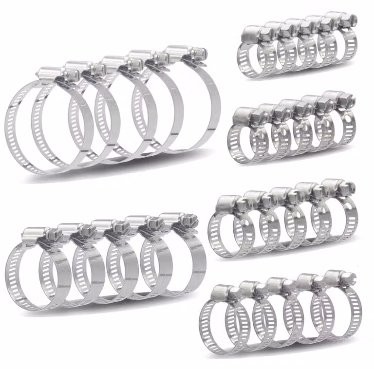 Set di fascette per tubi, 30 pezzi, acciaio inossidabile, 6-51 mm, colore argento