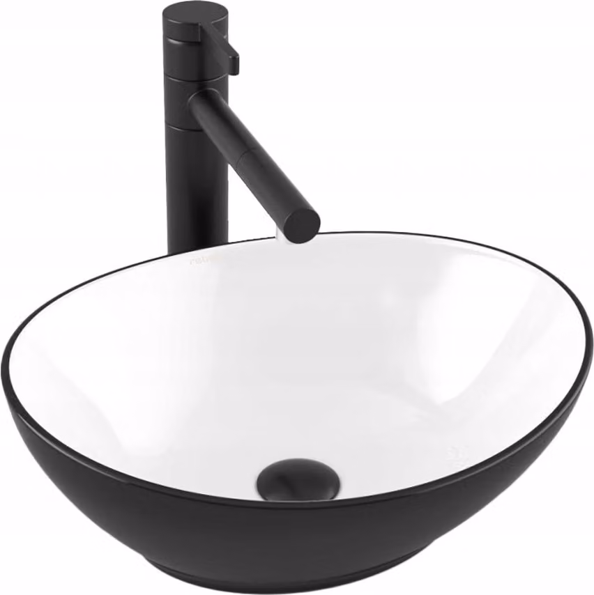 Lavabo da appoggio in Vetroceramica opaca nera 42x34